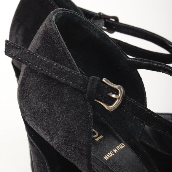 Fendi Vintage Icon Black Suede Velvet Buckle Platforms - Picture 10 of 11